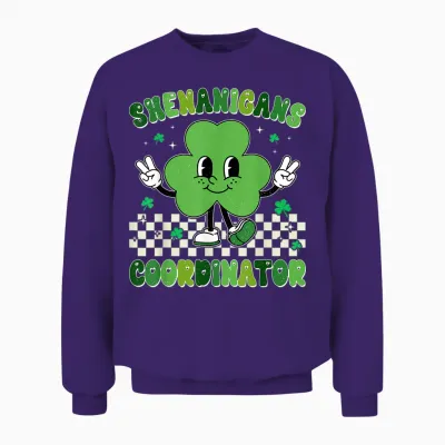 Funny Shenanigans Squad Teacher Retro St Patrick's Day Unisex Sweatshirt - Purple