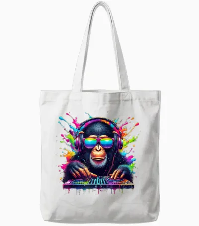 Monkey Dj Neon Fiesta Rave Edm Festival Monkey Tote Bags - White
