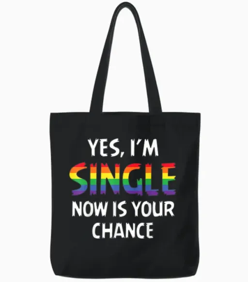 Single Pride Rainbow Queer Lesben Gay Csd Party Lgbtq Tote Bags - Black