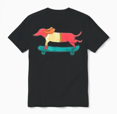 Skateboarding Dog Unisex T-Shirt - Black
