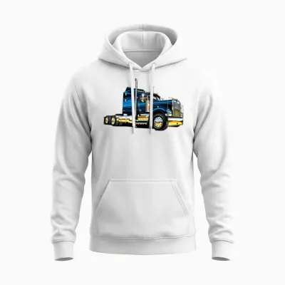 Blue Truck Unisex Hoodie - White