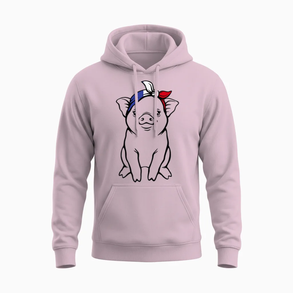Cochon Avec Drapeau Français France Unisex Hoodie in Light Pink