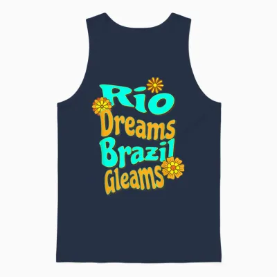 Rêves De Rio Brésil Brille été Tropical Rétro Unisex Tank Top - Navy