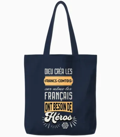 Francs-Comtois Gift Idea Humour Franche-Comté T-Shirt, Black, S Tote Bags - Navy