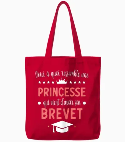 Brevet Collège Princesse Réussite Diplôme Fille Tote Bags - Red