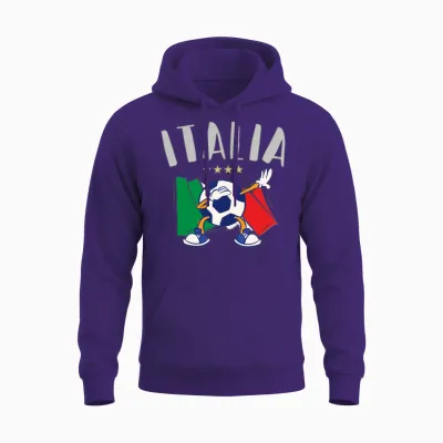 Italy Dabbing Soccer Ball Flag Star Badges Unisex Hoodie - Purple