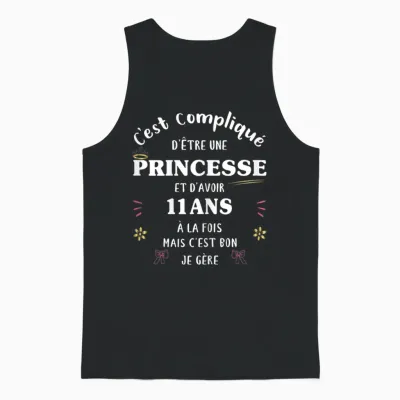 Princess and 11 Years Old Girl Funny Girl for 11 Years Old Party Unisex Tank Top - Black
