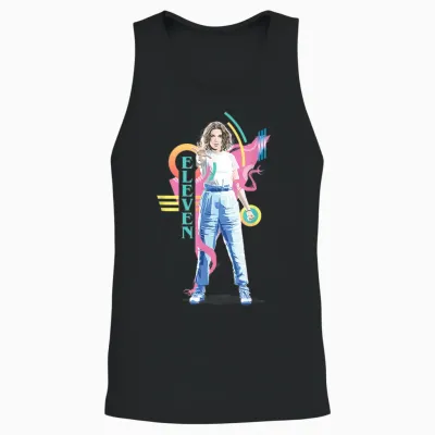 Stranger Things Vintage Retro Eleven Superpowered 80's Icon Unisex Tank Top - Black
