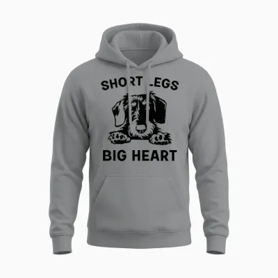 Drôle Teckel à Poil Dur Jambes Courtes Grand Coeur T-Shirt Haut De Gamme Unisex Hoodie - Sport Grey