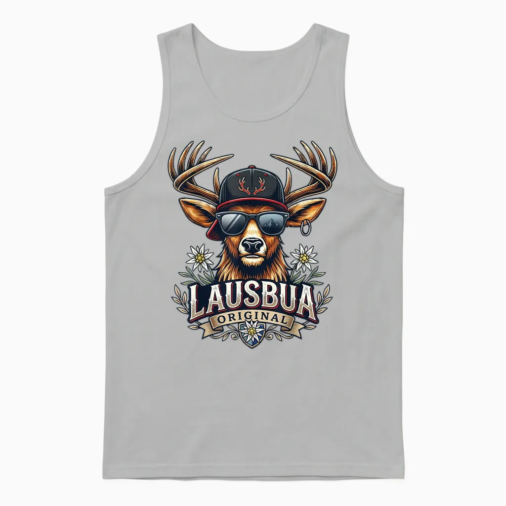 Lausbua Shirt Kinder Trachtenshirt Herren Lederhose Trachten Unisex Tank Top in Ash