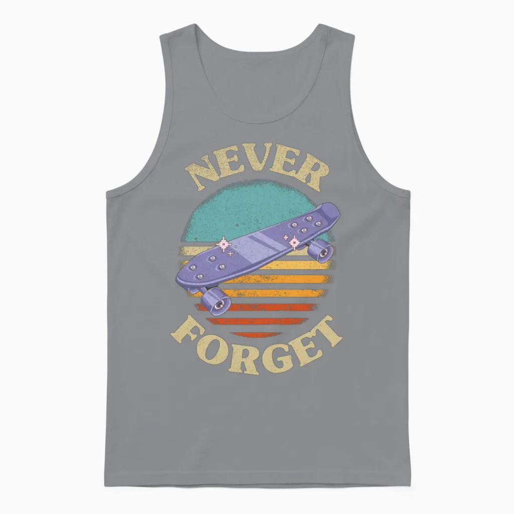 Retro Skateboard Unisex Tank Top in Sport Grey