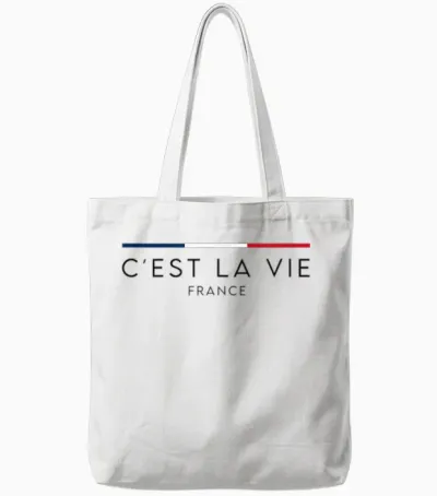 C'est La Vie - Trikolore: Frankreich Nationalfarben T-Shirt - Herren - Weiß - S Tote Bags - White