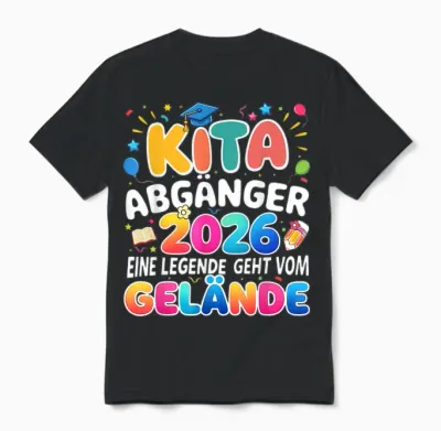 Kita Abgänger 2026 Einschulung Schulkind Junge Mädchen Unisex T-Shirt - Black