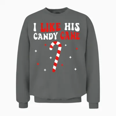 Groovy Family Christmas Couple Matching Funny Tee I Like His Candy Cane I Like Her Peppermint Candies Unisex-Adults Black Short Sleeve T-Shirt Small Unisex Sweatshirt - Graphite Heather