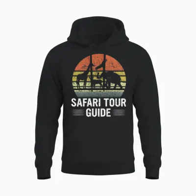 Safari Tour Guide Retro Unisex Hoodie - Black