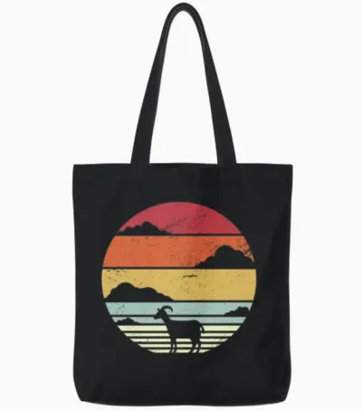 Goat Retro Tote Bags - Black