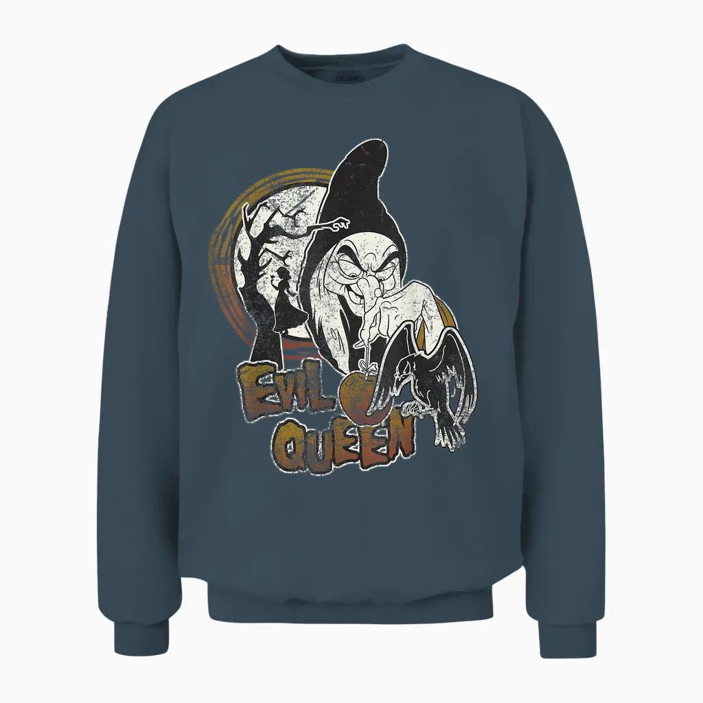 Disney Snow White Witch Poison with Apple Graphic T-Shirt, Black, S Unisex Sweatshirt in Dark Heather