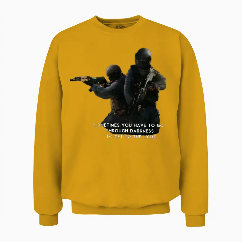 Military Design Unisex Sweatshirt in Gold