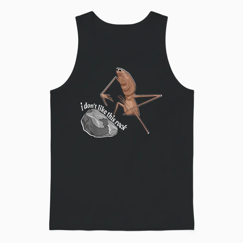 Marcus the Worm I Don't Like This Rock Unisex Tank Top in Black