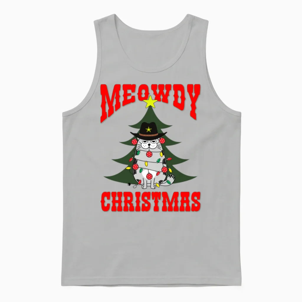 Meowdy Christmas Retro Unisex Tank Top - Ash