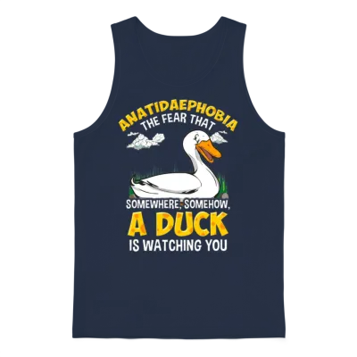 Duck Ducks Funny Anatidaephobia Fear Gift Unisex Tank Top - Navy