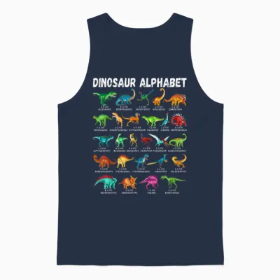 Types of Dinosaurs Alphabet A-Z Abc Dino Identification Unisex Tank Top - Navy