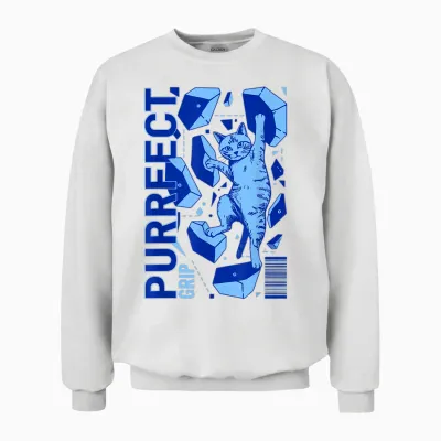 Purrfect Grip Cat Klettern Abenteuer Unisex Sweatshirt - White