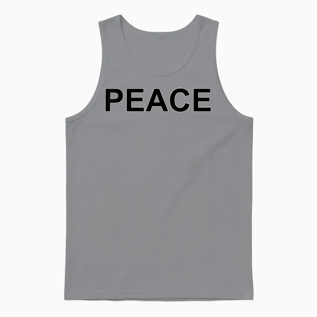 Peace Large Police in Black with White Edge Unisex Tank Top in Sport Grey