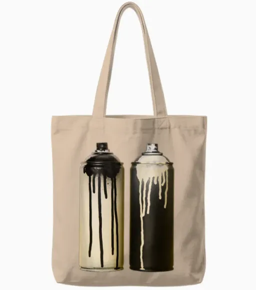 Spray Cans Paint Cans for Urban Graffiti Art T-Shirt, Black, S Tote Bags - Natural