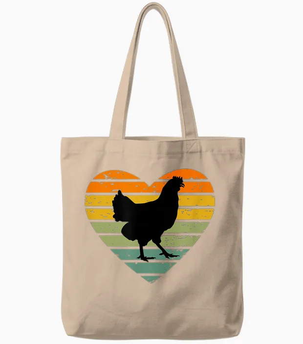 Ich Liebe Hühner Retro Herz Hühnerfan Bauernhof Henne Huhn Tote Bags in Natural