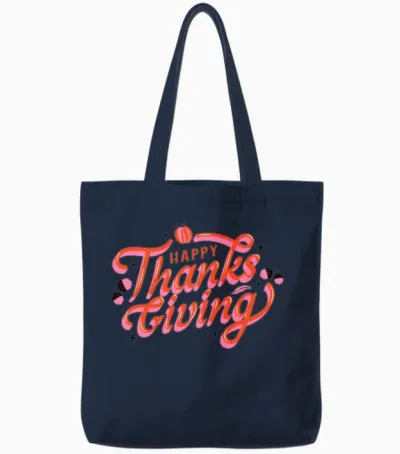 Happy Thanksgiving Thanksgiving Feast Celebration Tote Bags - Navy