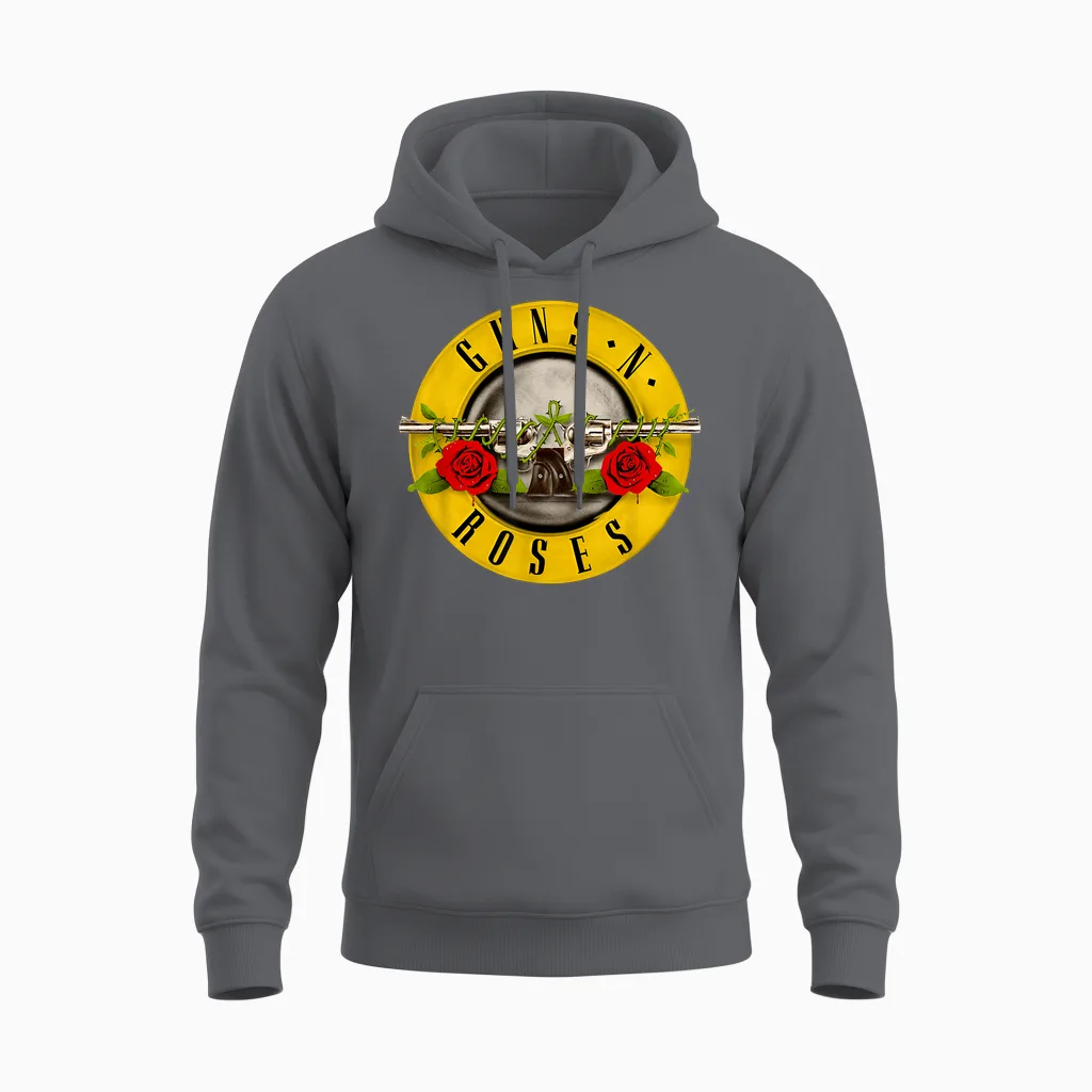 Guns N' Roses Official Bullet Logo Unisex Hoodie in Charcoal