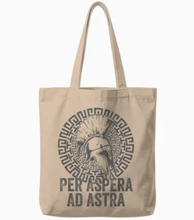 Stoische Philosophie Grau Hellenistisch per Aspera Ad Astra Tote Bags - Natural