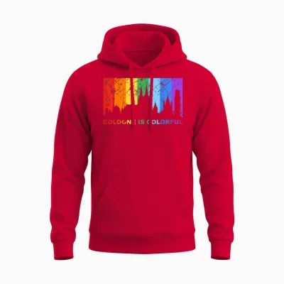 Cologne Is Colorful - Lgbt Pride Csd Gay Pride Skyline Bunt Unisex Hoodie - Red