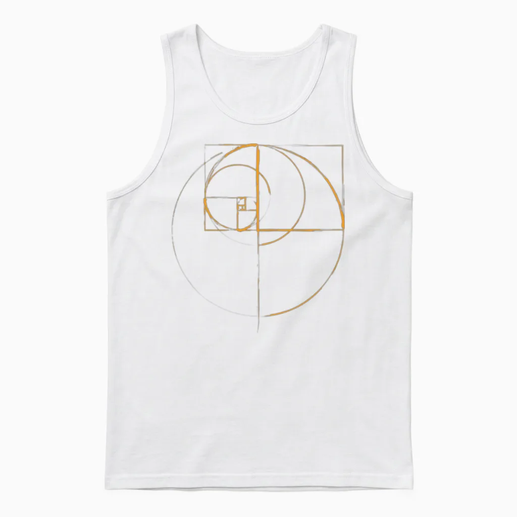 Fibonacci Golden Ratio Circle Unisex Tank Top in White