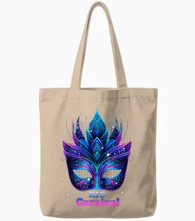 Carnival Mask Rio De Janeiro Circus Brazil Circus Rio De Janeiro T-Shirt, Black, S Tote Bags - Natural