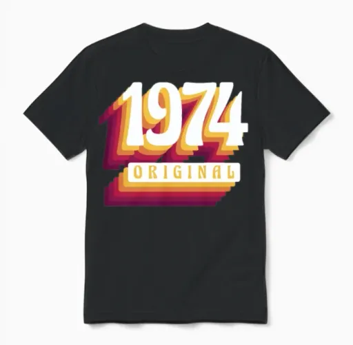 1974 Original. Cool Birthday Gift Idea Unisex T-Shirt in Black