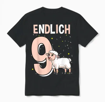 Geschenk 9 Jahre Alt Schaf Bauernhof Geburtstag Unisex T-Shirt - Black
