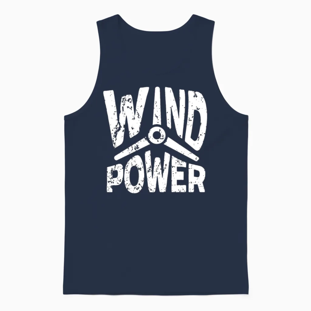 Wind Renewable Energy Windtech Windmill Enthusiast Unisex Tank Top in Navy