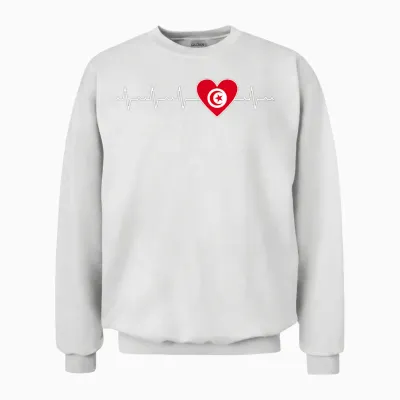 Drapeau Tunisien Battement De Cœur Fière Tunisie Homme Femme Unisex Sweatshirt - White