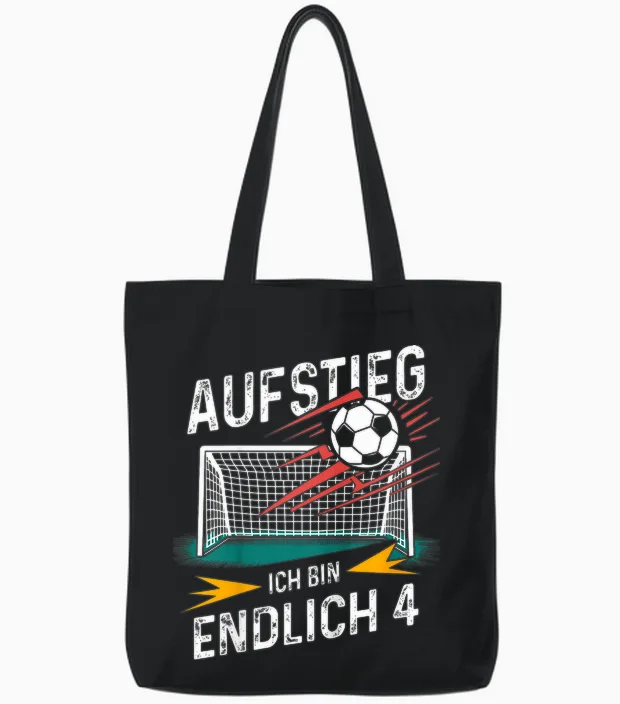 Kinder 4. Geburtstag Junge Fußball 4 Jahre Spruch Tote Bags in Black