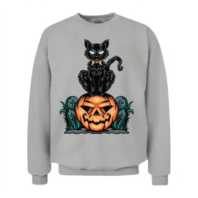 Funny Cat Halloween Unisex Sweatshirt - Ash