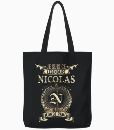 I Am This Legendary Nicolas Everyone Talks About T-Shirt, Black, S Tote Bags - Black