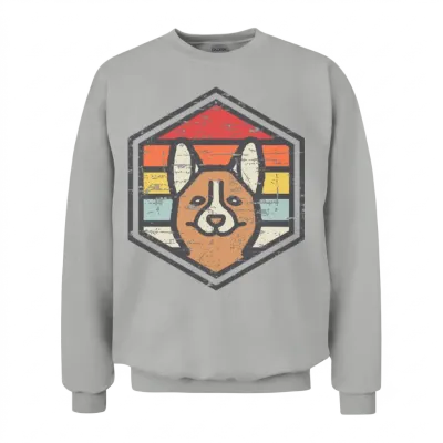 Retro Badge Corgi Unisex Sweatshirt - Ash