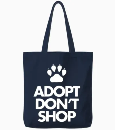 Adopt Dont Shop Tote Bags - Navy