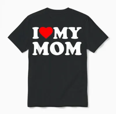I Love My Mom Heart Family Grandma Unisex T-Shirt - Black