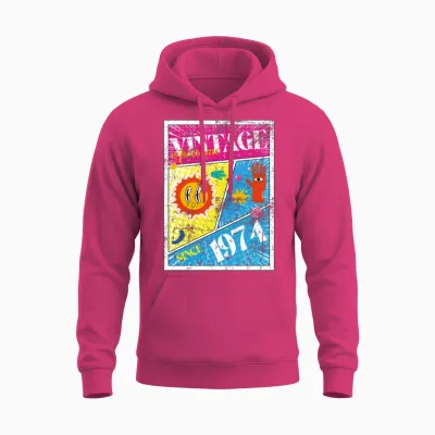 Vintage 1974 50th Birthday Unisex Hoodie - Heliconia