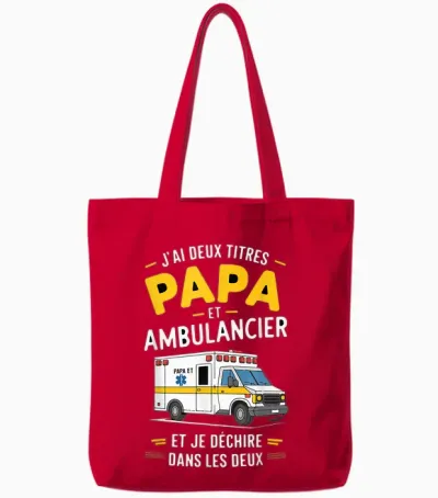Dad Ambulance Man Humour Ambulance Gift Idea Funny Tote Bags - Red