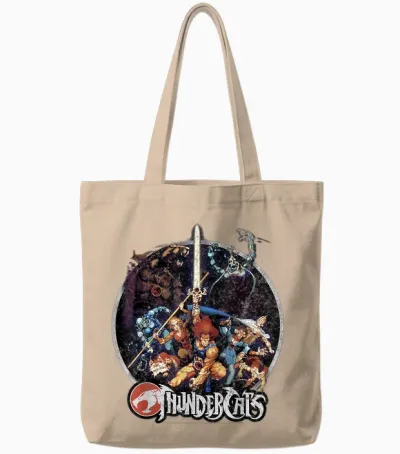 Thundercats Group Shot Vintage Circle T-Shirt Small Tote Bags - Natural