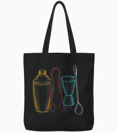 Bartender Mixologist Retro Tote Bags - Black